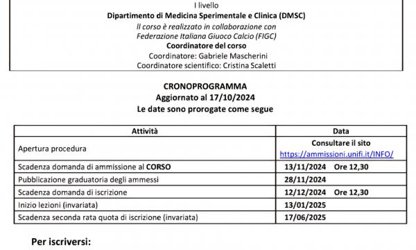 Proroga per la domanda di ammissione.